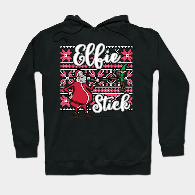 Funny Elf Pun Selfie Stick Santa Claus Christmas Meme Gift Hoodie by TellingTales